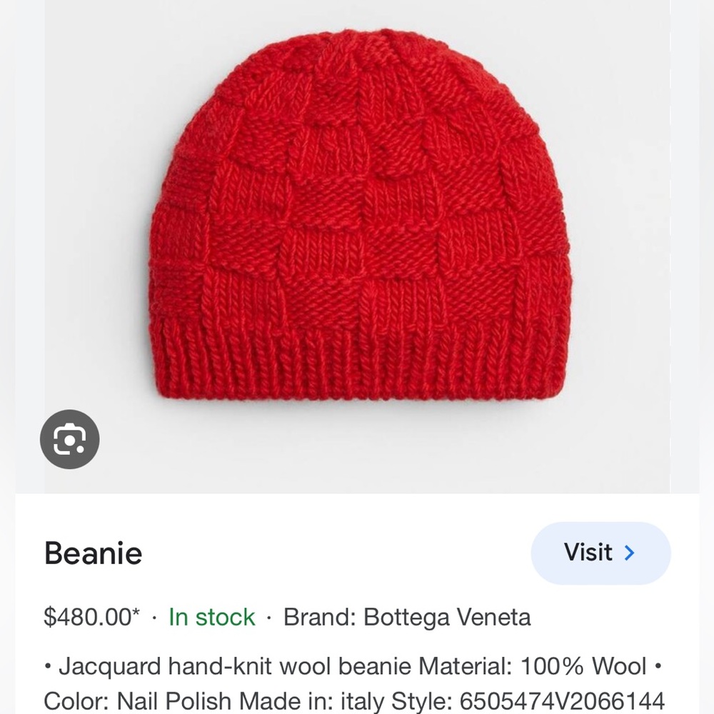 BOTTEGA VENETA RED WOOL BEANIE